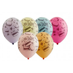 Воздушный шар латексный с рисунком 14" пастель шелкография С Днем рождения! Macaron ассорти 25 шт