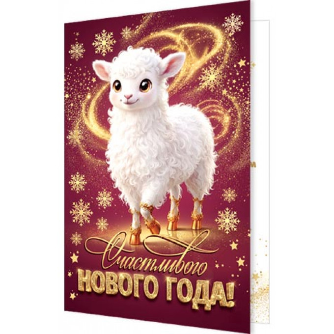 Открытка Счастливого нового года!  (год Овцы)