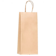 Пакет крафт с кручеными ручками 15*8*39 см Под бутылку 80 гр