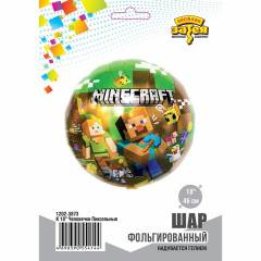 Воздушный шар фольгированный с рисунком 18" Круг Человечки Пиксельные 45 см