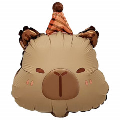 Воздушный шар фольгированный 14" МИНИ ФИГУРА Капибара в колпаке 36 см