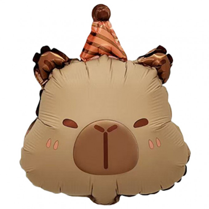 Воздушный шар фольгированный 14" МИНИ ФИГУРА Капибара в колпаке 36 см
