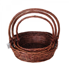 Корзина Ива Овал 51*41*43*32*H15*HH45; 45*35*37*27*H13*HH41; 37*29*31*22*H12*HH35 Коричневый из 3 шт