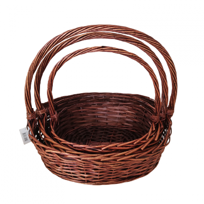 Корзина Ива Овал 51*41*43*32*H15*HH45; 45*35*37*27*H13*HH41; 37*29*31*22*H12*HH35 Коричневый из 3 шт