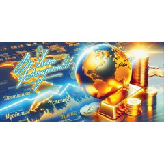 Конверт для денег "В День Рождения! Достатка! Успехов! Изобилия! Удачи!"