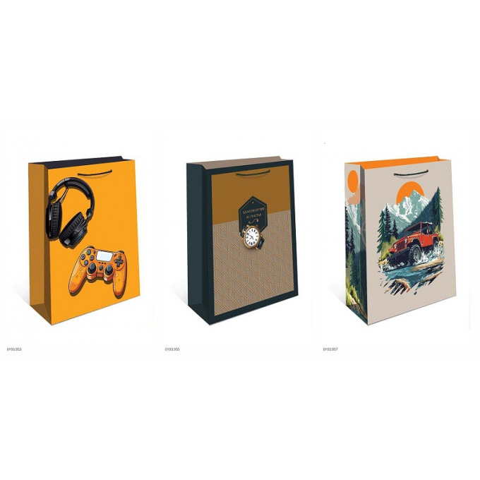 Набор пакетов подарочных 26*32*12 см Микс (3в*2)