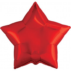 Воздушный шар фольгированный без рисунка 19''/48 см Звезда, Красный