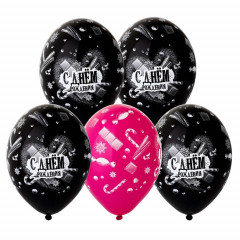 Воздушный шар латексный с рисунком 14" пастель шелкография С Днем рождения! Шоколад и сладости ассорти