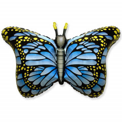 Воздушный шар фольгированный 38" Фигура Бабочка крылья голубые 56*97 см