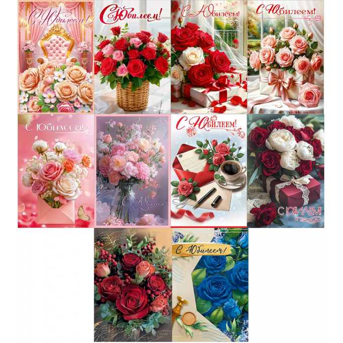 Открытка С Юбилеем! Женский Микс (10в*2)