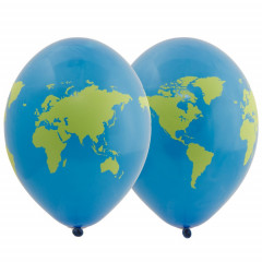 Воздушный шар латексный с рисунком 14" пастель и кристалл шелкография ассорти 14" Земной шар