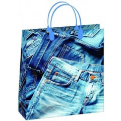 Сумка пластиковая мягкая 23*26 см модный джинс