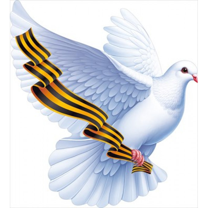 Украшение на скотче "Голубь левый с георгиевской лентой"