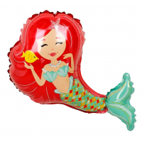 Воздушный шар фольгированный 14\'\'/36 см Мини-фигура Русалочка c красными волосами