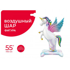 Воздушный шар фольгированный Фигура на подставке 55"/140 см Нежный Единорог градиент