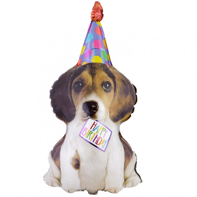 Воздушный шар фольгированный 30"/76 см Фигура Собака щенок в колпаке