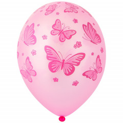 Воздушный шар латексный с рисунком 14" шелкография неон Бабочки