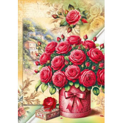 Открытка без надписи (красные розы в коробке)