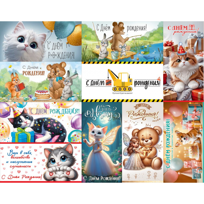 Конверт для денег С ДР! Детские Микс (10в*2)