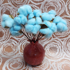 Сухоцвет  Хлопок 10шт в 1 букете ЯРКО-ГОЛУБОЙ