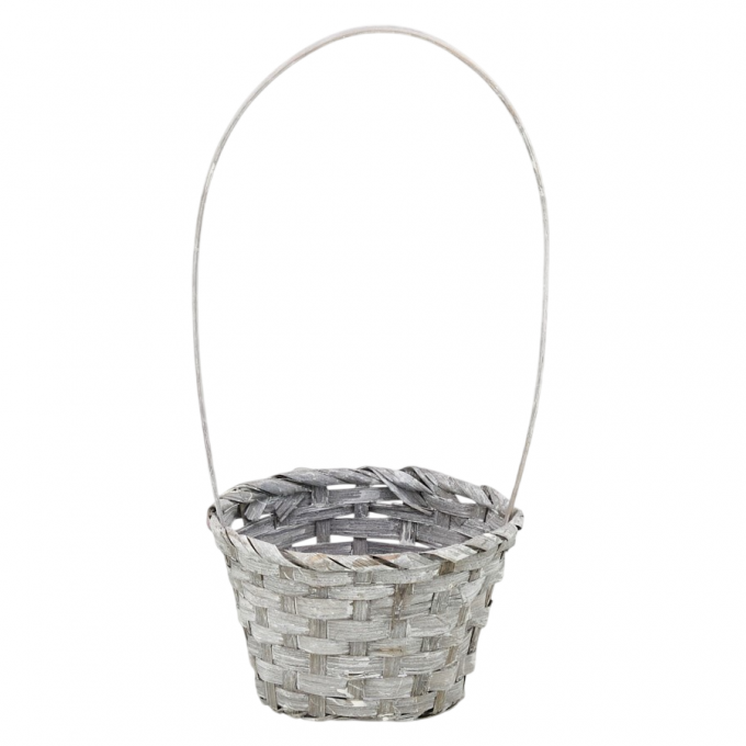 Корзина бамбук D13xH9,5/28см Серый