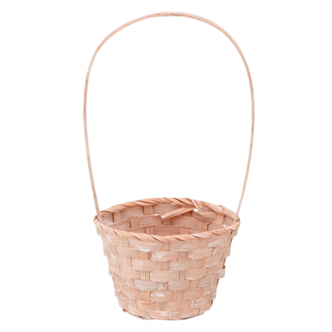 Корзина бамбук D13xH9,5/28см Персиковый