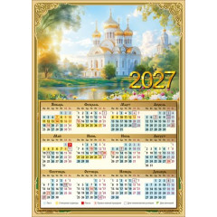 Календарь православный листовой на 2027 год
