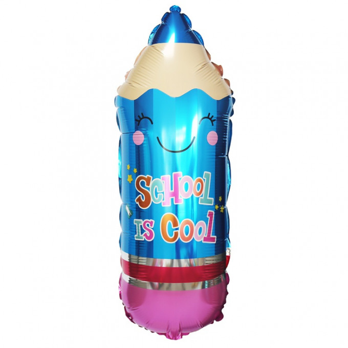 Воздушный шар фольгированный 30" ФИГУРА Карандаш школьный голубой 76 см