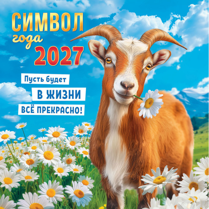 Календарь перекидной на скрепке на 2027 год Символ года (коллаж). Всё будет прекрасно!