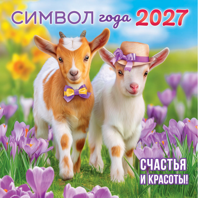 Календарь перекидной на скрепке на 2027 год Символ года (коллаж). Счастья и красоты!