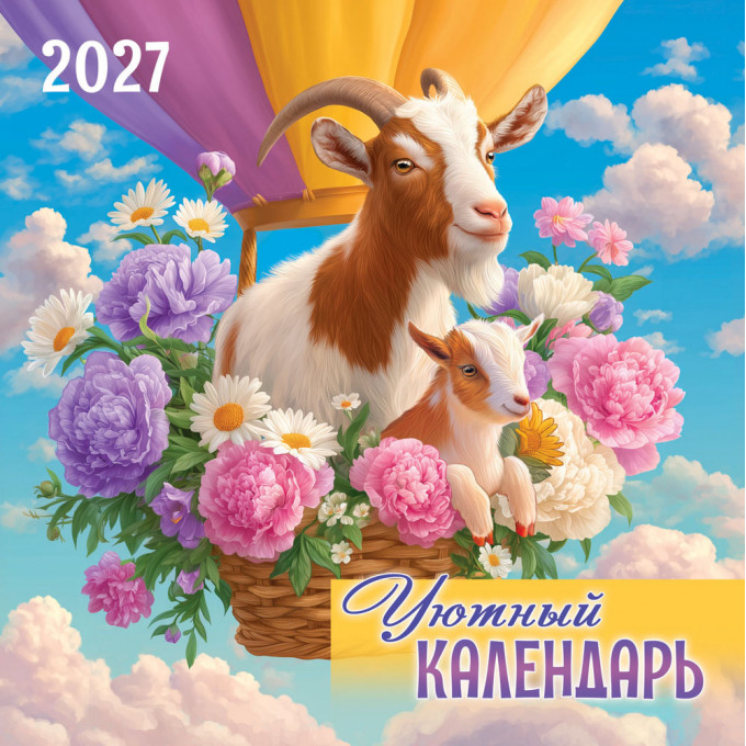 Календарь перекидной на скрепке на 2027 год Символ года. Уютный календарь