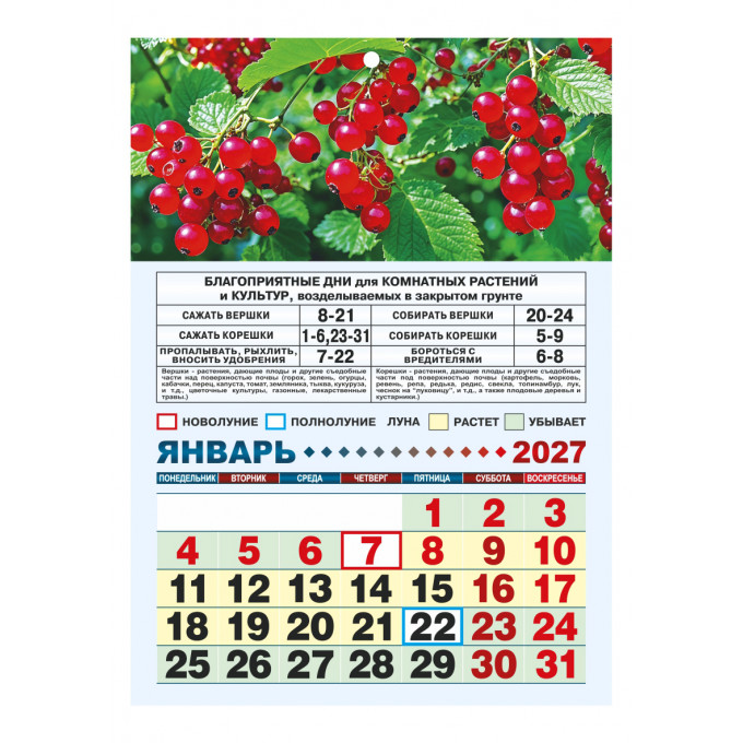 Календарь настенный на скрепке А4 "Наш ответ санкциям" "Садово-огородный лунный календарь" на 2027 год