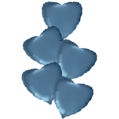 Набор фольгированных шаров 18"/45см СЕРДЦЕ Сатин Steel Blue
