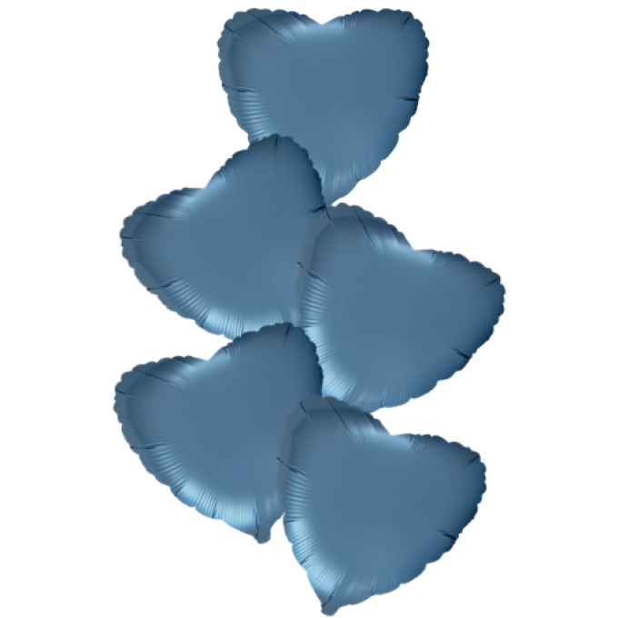 Набор фольгированных шаров 18"/45см СЕРДЦЕ Сатин Steel Blue