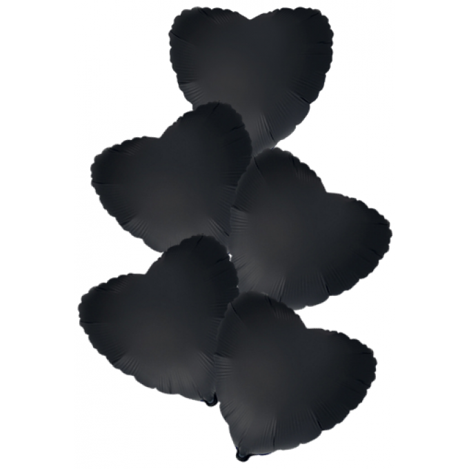 Набор фольгированных шаров 18"/45см СЕРДЦЕ Сатин Black