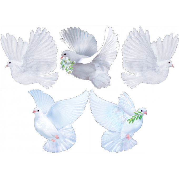 Украшение на скотче "Голуби" Микс (5в*2)