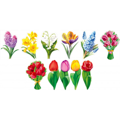 Украшение на скотче "Весенние цветы" МИКС (11в*2)