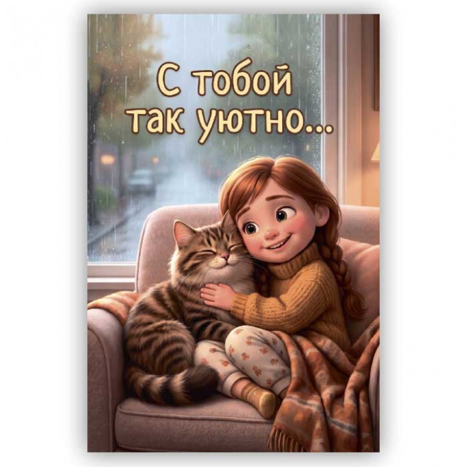 Открытка с конвертом С тобой так уютно...