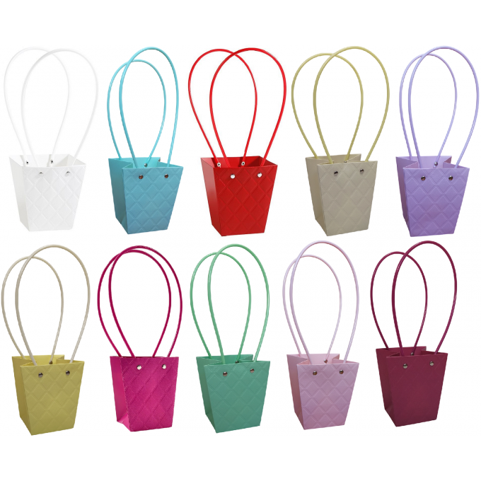 ПЛАЙМ пакет для цветов и подарков РОМБЫ 12*8*12,5см АССОРТИ (10в*1)