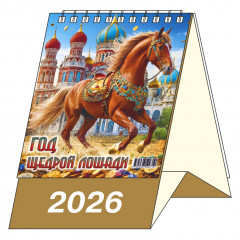Календарь-домик настольный перекидной на 2026 год "Год Щедрой Лошади"