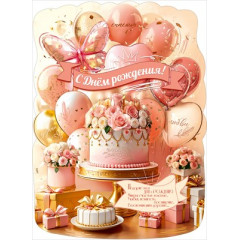 Плакат "С Днём рождения! Счастья, любви, удачи"