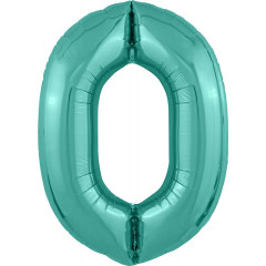 Воздушный шар фольгированный 40\'\'/102 см Цифра "0" Бискайский зеленый Slim в упаковке