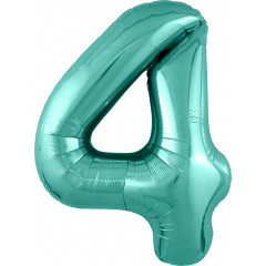 Воздушный шар фольгированный 40\'\'/102 см Цифра "4" Бискайский зеленый Slim в упаковке