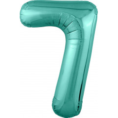 Воздушный шар фольгированный 40\'\'/102 см Цифра "7" Бискайский зеленый Slim в упаковке