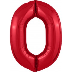 Воздушный шар фольгированный 40\'\'/102 см Цифра "0" Красный Slim в упаковке