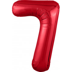 Воздушный шар фольгированный 40\'\'/102 см Цифра "7" Красный Slim в упаковке