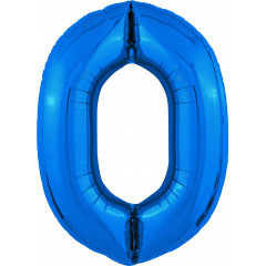 Воздушный шар фольгированный 40\'\'/102 см Цифра "0" Синий Slim в упаковке