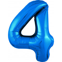Воздушный шар фольгированный 40\'\'/102 см Цифра "4" Синий Slim в упаковке