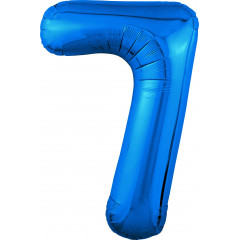 Воздушный шар фольгированный 40\'\'/102 см Цифра "7" Синий Slim в упаковке