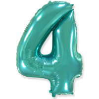 Воздушный шар фольгированный ЦИФРА 4 40"/102 см Тиффани/Tiffany упаковке